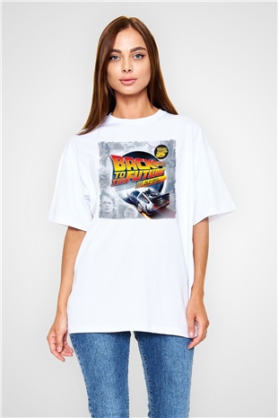 Back to the Future Geleceğe Dönüş Beyaz Oversize Tişört Oversize T-shirt