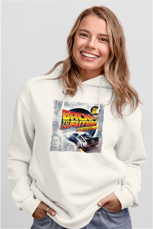 Back to the Future Geleceğe Dönüş Beyaz Unisex Hoodie
