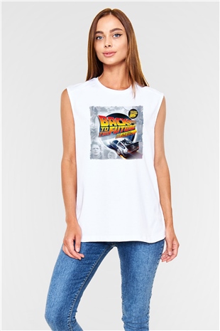 Back to the Future Geleceğe Dönüş Beyaz Unisex Kolsuz Tişört