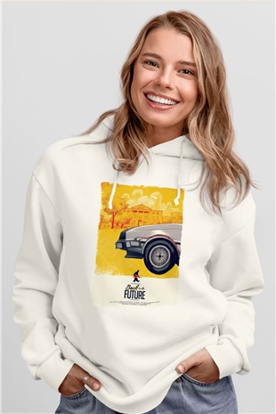 Back to the Future Geleceğe Dönüş Beyaz Unisex Hoodie
