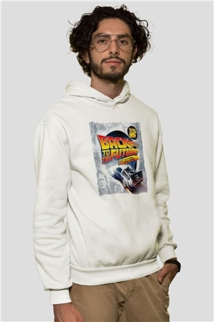 Back to the Future Geleceğe Dönüş Beyaz Unisex Hoodie