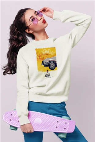 Back to the Future Geleceğe Dönüş Beyaz Unisex Sweatshirt