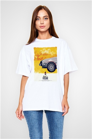 Back to the Future Geleceğe Dönüş Beyaz Oversize Tişört Oversize T-shirt