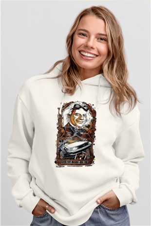 Back to the future Geleceğe Dönüş Beyaz Unisex Kapşonlu Sweatshirt