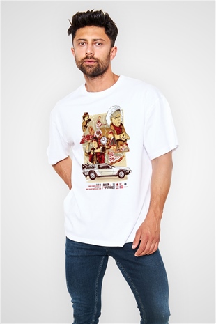 Back to the future Geleceğe Dönüş Beyaz Unisex Oversize Tişört