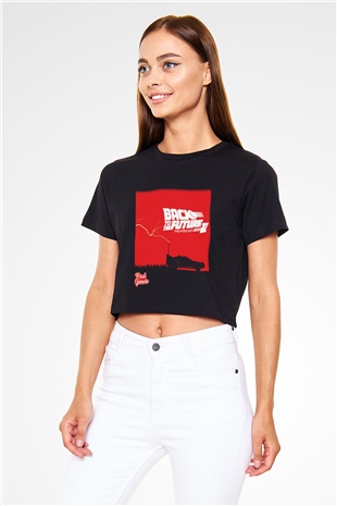 Back to the future Geleceğe Dönüş Siyah Crop Top Tişört