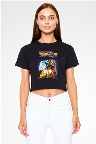 Back to the Future Geleceğe Dönüş Siyah  Crop Top Tişört