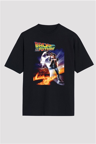 Back to the Future Geleceğe Dönüş Siyah Unisex Oversize Tişört T-Shirt