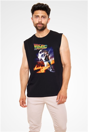 Back to the Future Geleceğe Dönüş Siyah Unisex Kolsuz Tişört