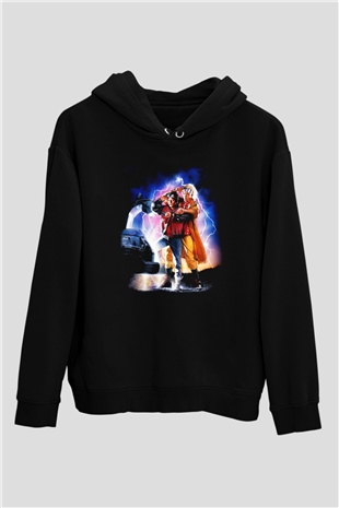 Back to the future Geleceğe Dönüş Siyah Unisex Kapüşonlu Sweatshirt