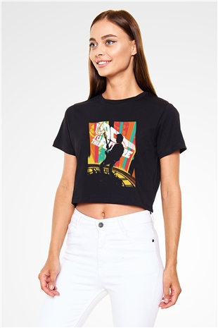 Back to the future Geleceğe Dönüş Siyah Crop Top Tişört