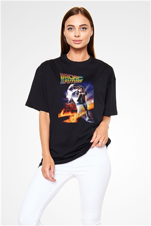 Back to the Future Geleceğe Dönüş Siyah Unisex Oversize Tişört T-Shirt