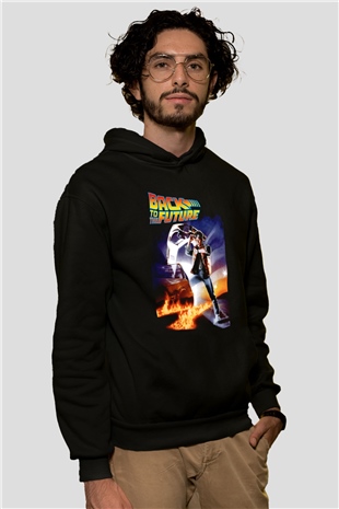Back to the Future Geleceğe Dönüş Siyah Unisex Hoodie