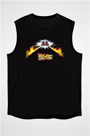 Back to the Future Geleceğe Dönüş Siyah Unisex Kolsuz Tişört