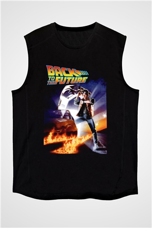 Back to the Future Geleceğe Dönüş Siyah Unisex Kolsuz Tişört