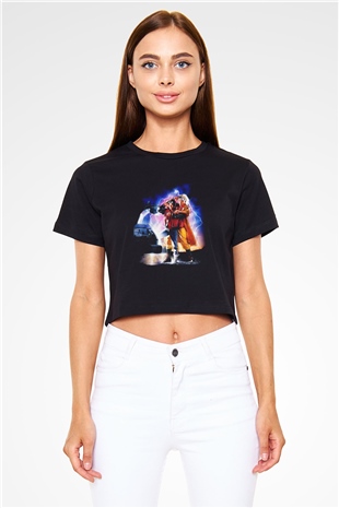 Back to the future Geleceğe Dönüş Siyah Crop Top Tişört