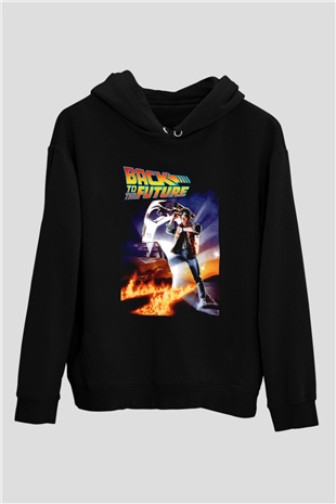 Back to the Future Geleceğe Dönüş Siyah Unisex Hoodie