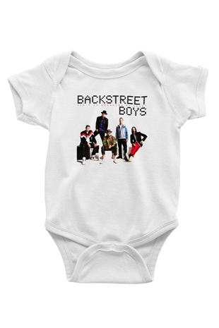 Backstreet Boys Baskılı Beyaz Unisex Bebek Body - Zıbın