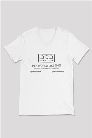 Backstreet Boys Beyaz Unisex V Yaka Tişört T-Shirt