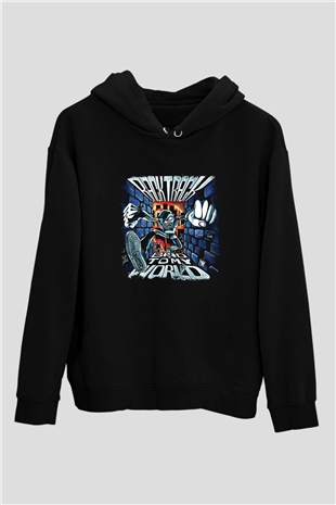 Backtrack Baskılı Unisex Siyah Hoodie