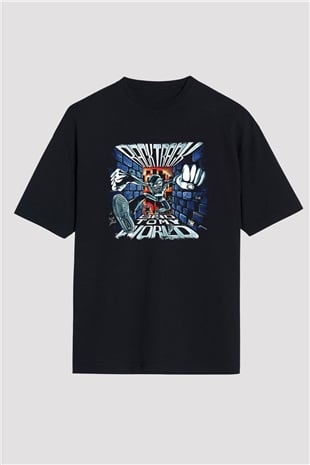 Backtrack Baskılı Unisex Siyah Oversize Tişört