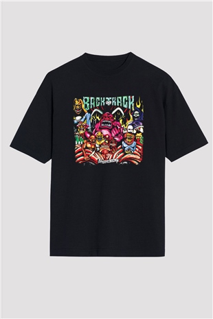 Backtrack Baskılı Unisex Siyah Oversize Tişört
