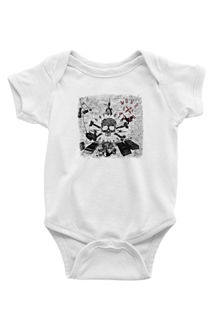 Backyard Babies Baskılı Unisex Beyaz Bebek Body - Zıbın