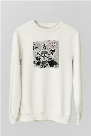 Backyard Babies Baskılı Unisex Beyaz Sweatshirt