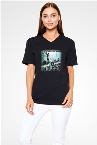 Backyard Babies Siyah Unisex V Yaka Tişört T-Shirt