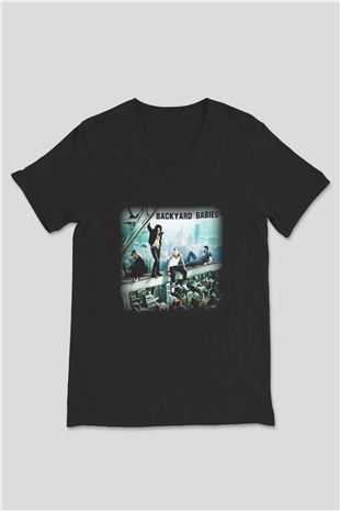Backyard Babies Siyah Unisex V Yaka Tişört T-Shirt