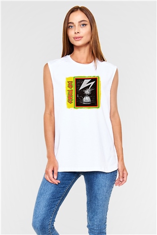 Bad Brains Baskılı Unisex Beyaz Kolsuz Tişört