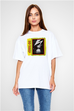 Bad Brains Baskılı Unisex Beyaz Oversize Tişört