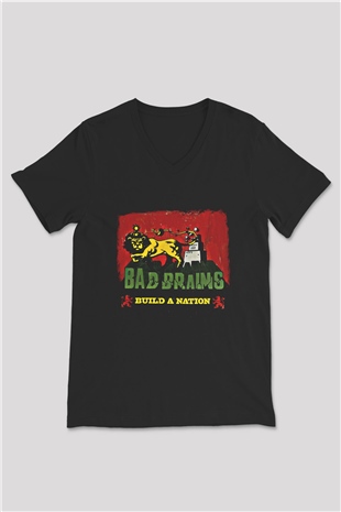 Bad Brains Baskılı Unisex Siyah V Yaka Tişört