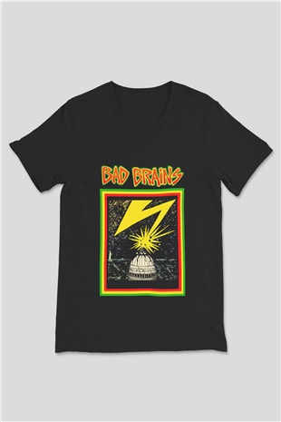 Bad Brains Siyah Unisex V Yaka Tişört T-Shirt