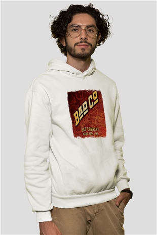 Bad Company Baskılı Unisex Beyaz Hoodie