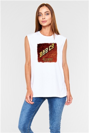 Bad Company Baskılı Unisex Beyaz Kolsuz Tişört