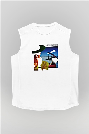 Bad Company Baskılı Unisex Beyaz Kolsuz Tişört