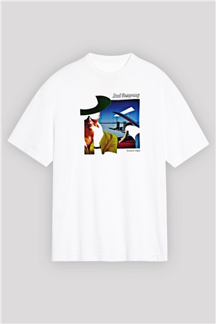 Bad Company Baskılı Unisex Beyaz Oversize Tişört