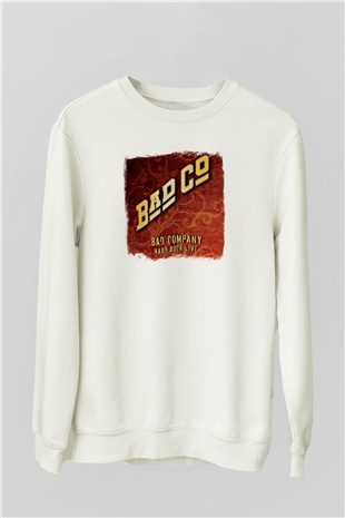 Bad Company Baskılı Unisex Beyaz Sweatshirt