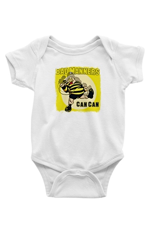 Bad Manners Baskılı Unisex Beyaz Bebek Body - Zıbın