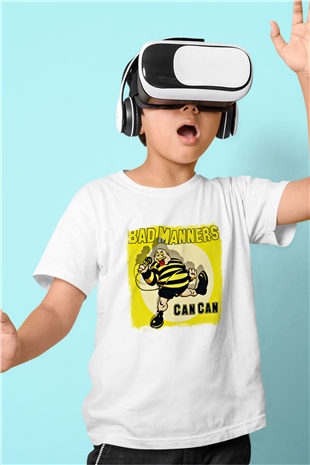 Bad Manners Baskılı Unisex Beyaz Çocuk Tişört