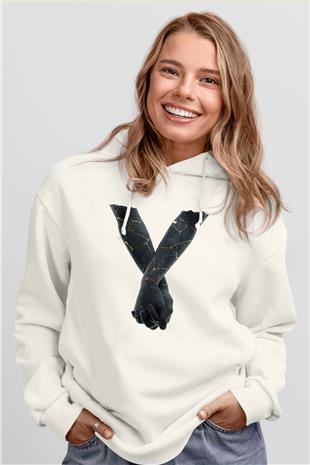 Bad Omens Baskılı Beyaz Unisex Kapüşonlu Sweatshirt