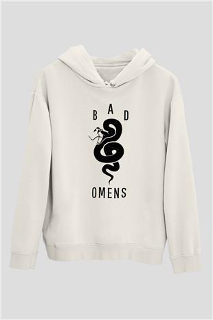 Bad Omens Baskılı Beyaz Unisex Kapüşonlu Sweatshirt