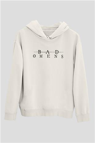 Bad Omens Baskılı Beyaz Unisex Kapüşonlu Sweatshirt