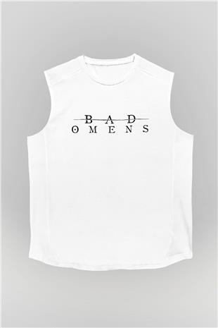 Bad Omens Baskılı Beyaz Unisex Kolsuz Tişört - Tshirt