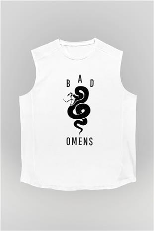 Bad Omens Baskılı Beyaz Unisex Kolsuz Tişört - Tshirt
