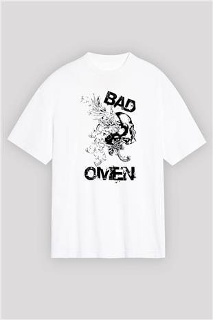 Bad Omens Baskılı Beyaz Unisex Oversize Tişört - Tshirt