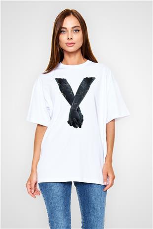Bad Omens Baskılı Beyaz Unisex Oversize Tişört - Tshirt