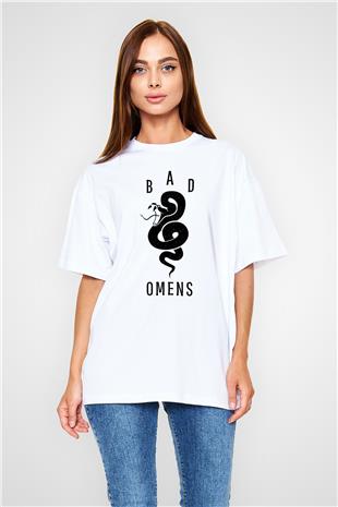 Bad Omens Baskılı Beyaz Unisex Oversize Tişört - Tshirt
