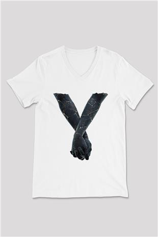 Bad Omens Baskılı Beyaz Unisex V Yaka Tişört - Tshirt